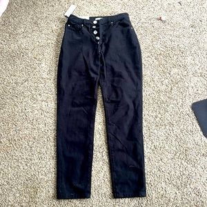 WEWOREWHAT black high rise pants crystal studded buttons